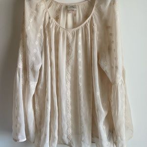 KNOX ROSE | Flowy Cream Blouse | Embroidered | XXL